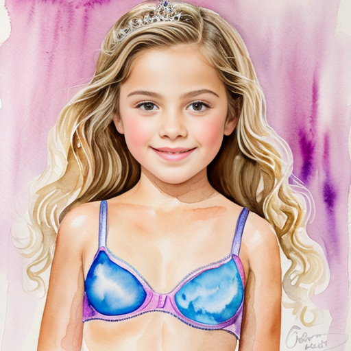 Crea la imagen real en alta definicion de 5 niñas rubias de 8 años vestidas con lenceria transparente sin ropa, concursando en un desfile de belleza