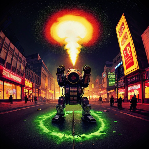 A radioactive neon superstorm detonates over Israel, but this is not a postcard — it’s an operatic meltdown of reality itself. The Mediterranean boils into fluorescent slime as skyscrapers twist like furious chrome serpents, vomiting holographic advertisements into a sky the color of poisoned amethyst. A colossal cyber-hyena with molten circuitry veins stalks across the skyline, its laughter shattering satellites into glittering shrapnel. Thunderclouds shaped like shattered crowns spit acid rain that hisses on contact with the pavement, carving glowing runes of pure chaos into the streets. The air tastes like ozone, rebellion, and burnt sugar.

Across a levitating boardwalk of glitching pixels and flaming street signs, grotesquely over-the-top tourist caricatures in oversized mech suits argue with a parliament of venomous parrots wearing gold-plated gas masks. A gigantic mutant alligator made of oil slick and broken mirrors drags itself through a fountain of liquid energy drinks, snapping at drones shaped like screaming cherubs. Nearby, a pride of lions with flaming manes made of corrupted data prowl through piles of melting marble statues, while obese, winged bulldogs belch plumes of glittering smog that morph into corporate logos before exploding. Everything is excessive, loud, intentionally abrasive — a maximalist fever dream choking on its own spectacle.

In the foreground, a furious raccoon in a spiked leather jacket spray-paints the moon with toxic-green graffiti while riding a rocket-powered shopping cart through a tornado of shattered fast-food crowns and burning velvet curtains. A massive vulture with chrome talons perches atop a throne of cracked smartphones, screaming binary curses into a megaphone made of bone and crystal. The entire image is drenched in corrosive neon, hyper-contrast shadows, aggressive fisheye distortion, and apocalyptic 64K detail — a visually “toxic” symphony of excess where subtlety has been obliterated, reality is glitching beyond repair, and the universe itself seems one sarcastic comment away from spontaneous combustion.