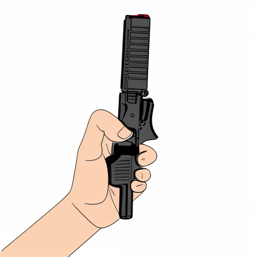 a silver axolotl holding a glock 19