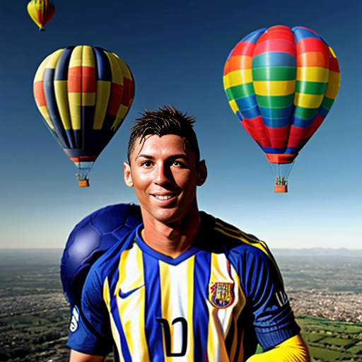 messi with ronaldo in hot air balloon