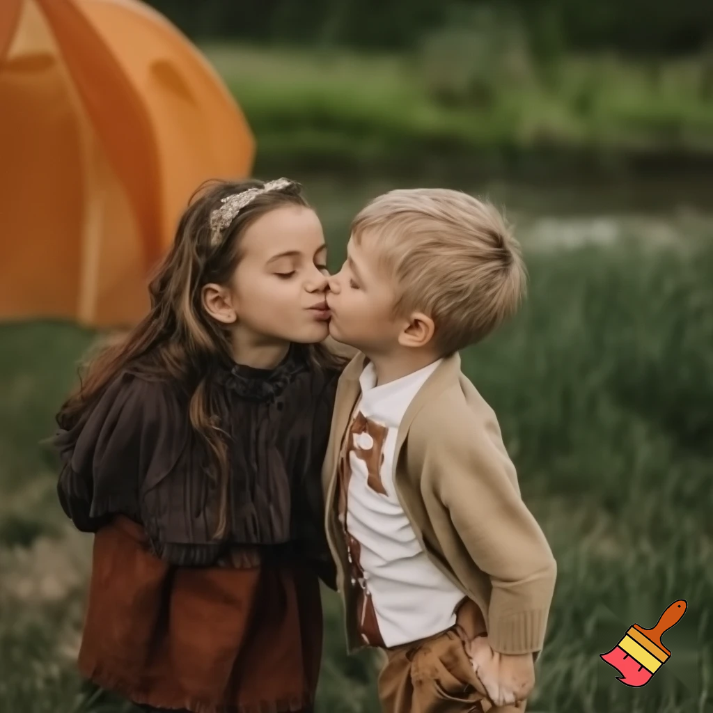 A girl kissing lips here boy frind the girls is without drees
