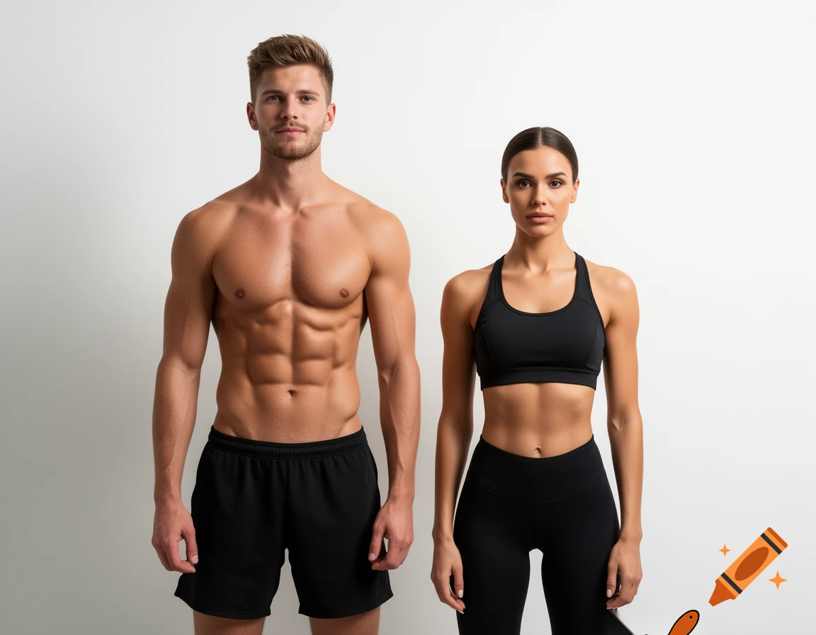 Goretzka showing body and Vanessa showing body at the standing on the white wall 