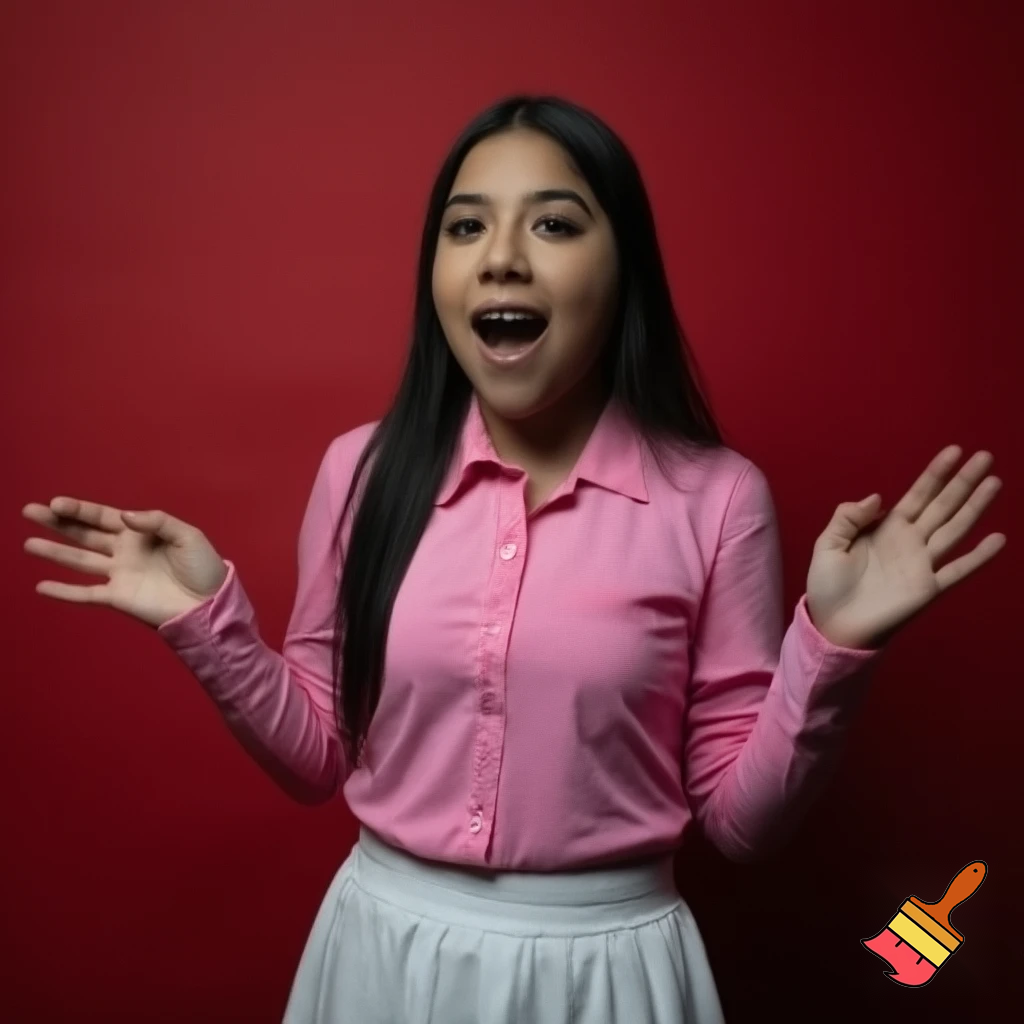 My nerdy Latina--sister in pink shirt and white skirt--lets me watch her on video chat. She sees my rock hard member and knows it is because of her.