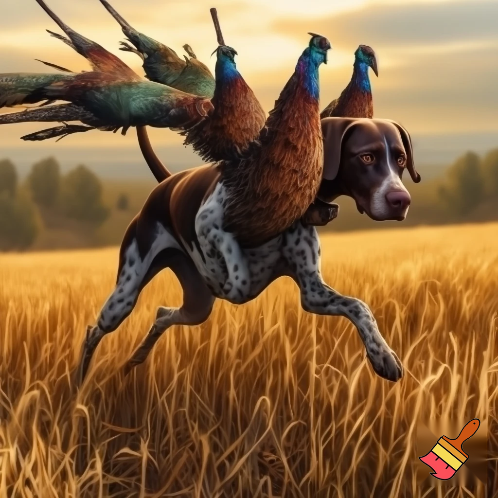 German shorthair pointer flushing pheasants 
