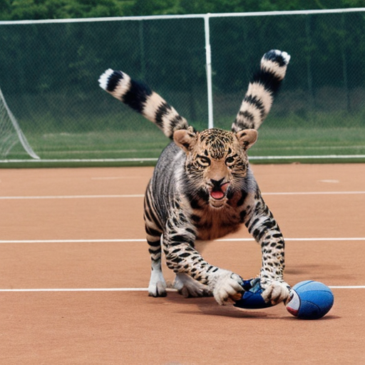 an animal playing a sport 

