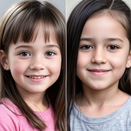 generate a family photo of  6 kids. generate 1 set of triplet boys that are two years old with black hair. generate another set of girl triplets that are 16 with black hair and generate all of them togteher in a family photo 6 kids