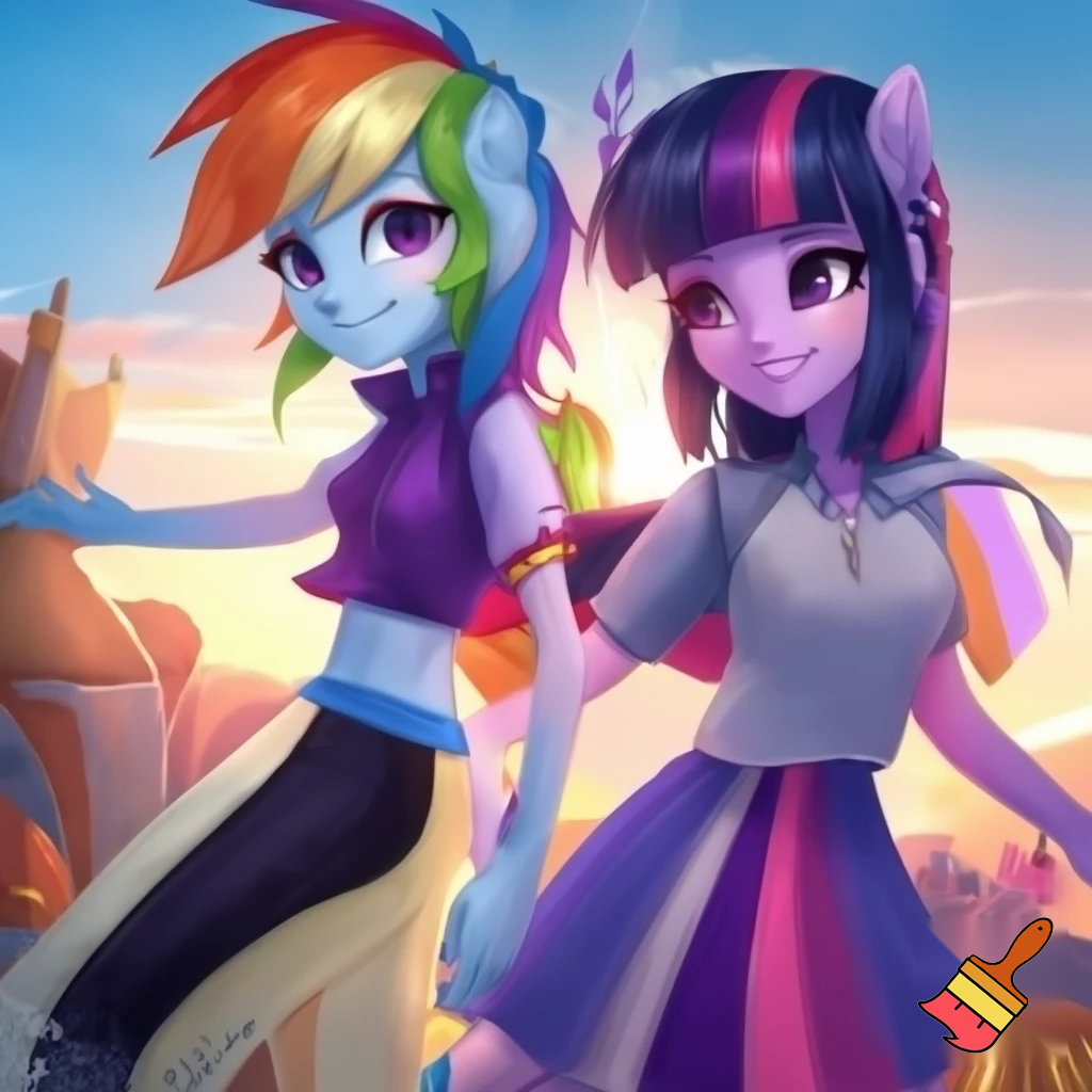 Rainbow dash and twilight sparkles mix fusion human girls unicorn equestria girls
