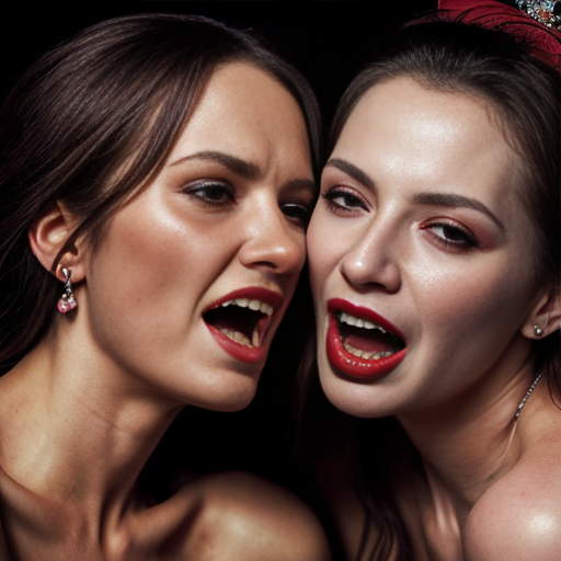 a vampire queen is layied on top of another vampire queen biting her.
