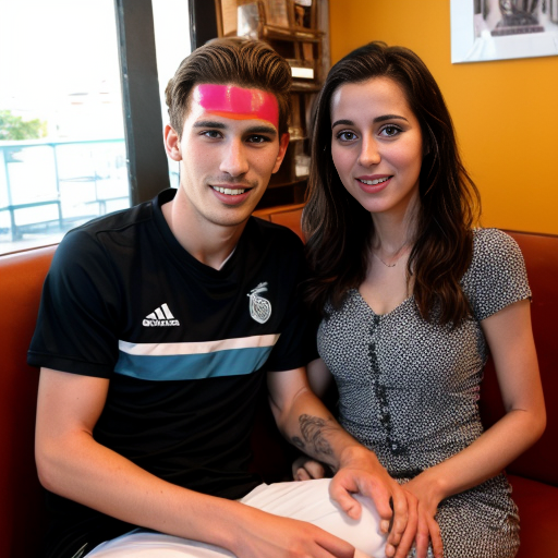 Goretzka and Vanessa at the living room 