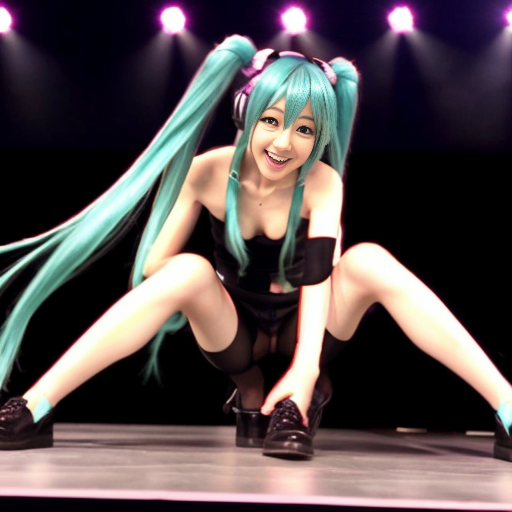 Hatsune Miku's shoe fell off during a performance on stage, and she tried to put it back on but couldn't.