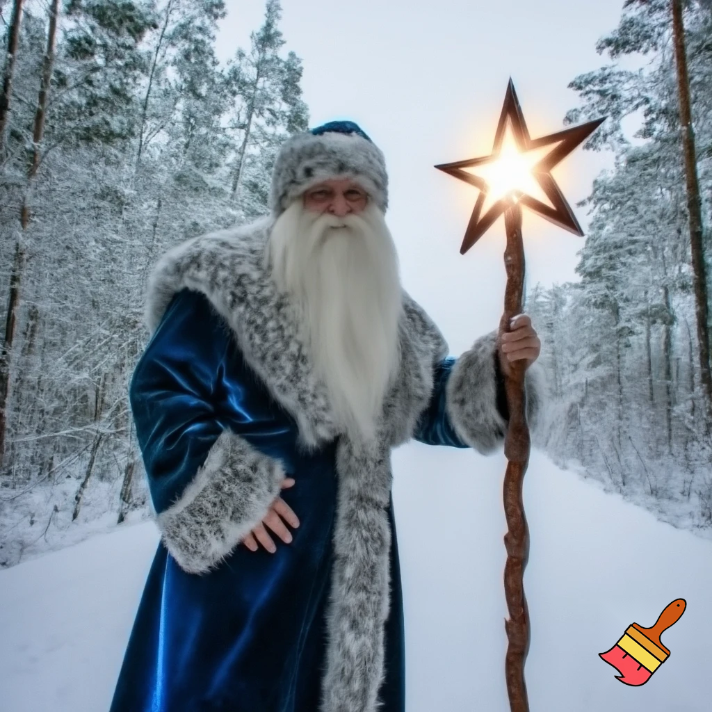 Russian Santa Claus magic one staff walking stick with a star real Santa Claus, Santa Claus the real person