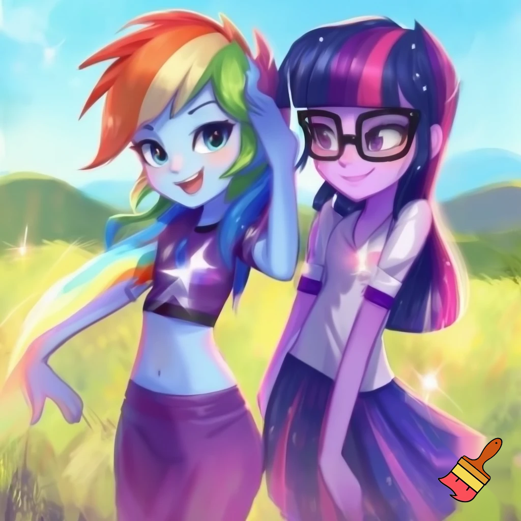 Rainbow dash and twilight sparkles mix fusion human girls unicorn equestria girls