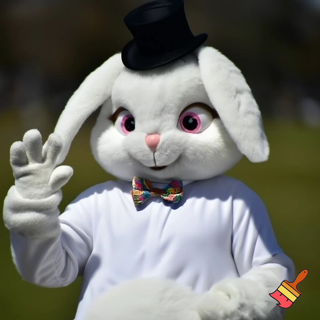Easter bunny mascot top hat costume