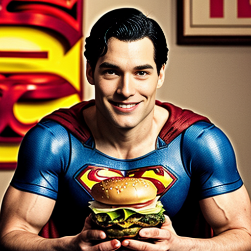 superman eating a burger
