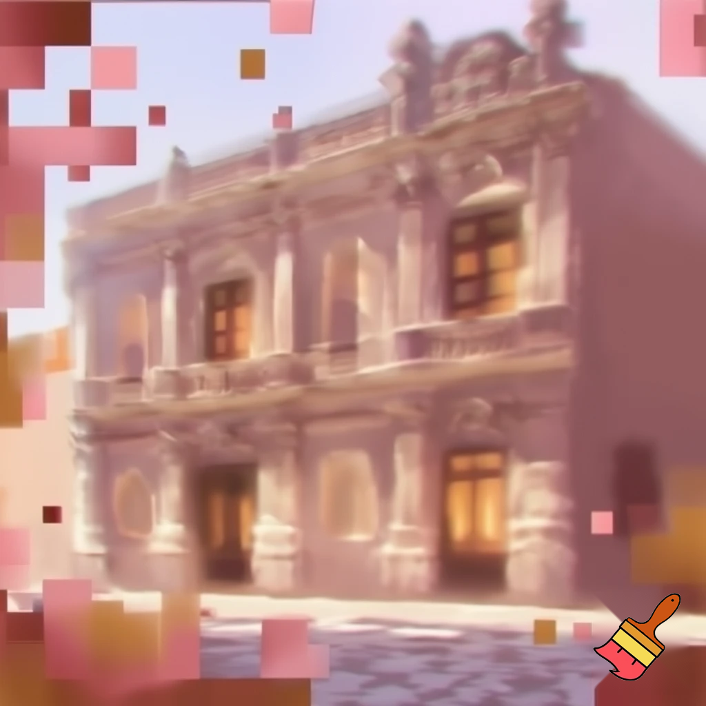 I want that wive me a ilustration of the Casita of Principe whit some pixels on pink