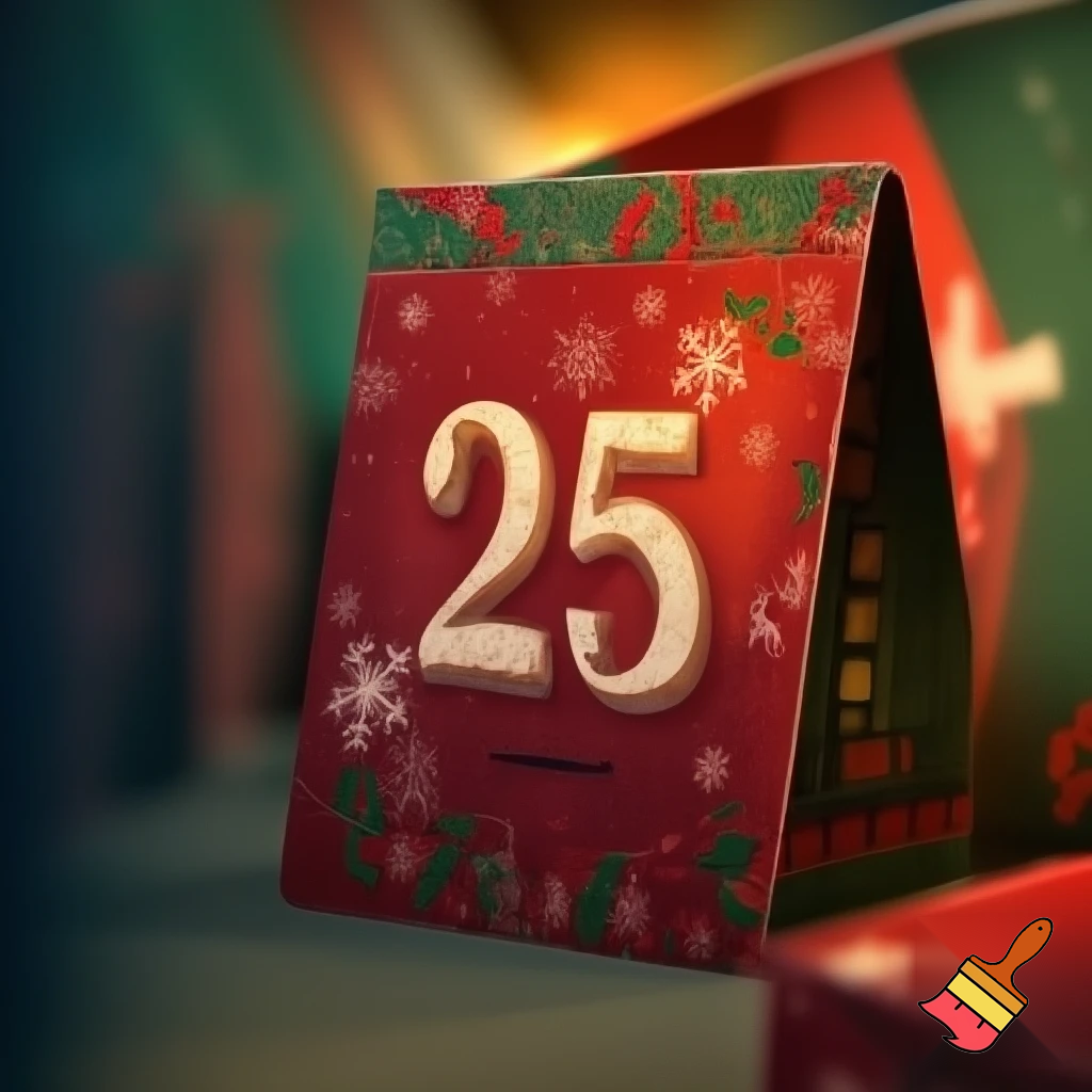 Chocolate advent calendar Numbers in the box a Christmas one hope the lead out how many days till Christmas? Christmas patterns countdown. 25.