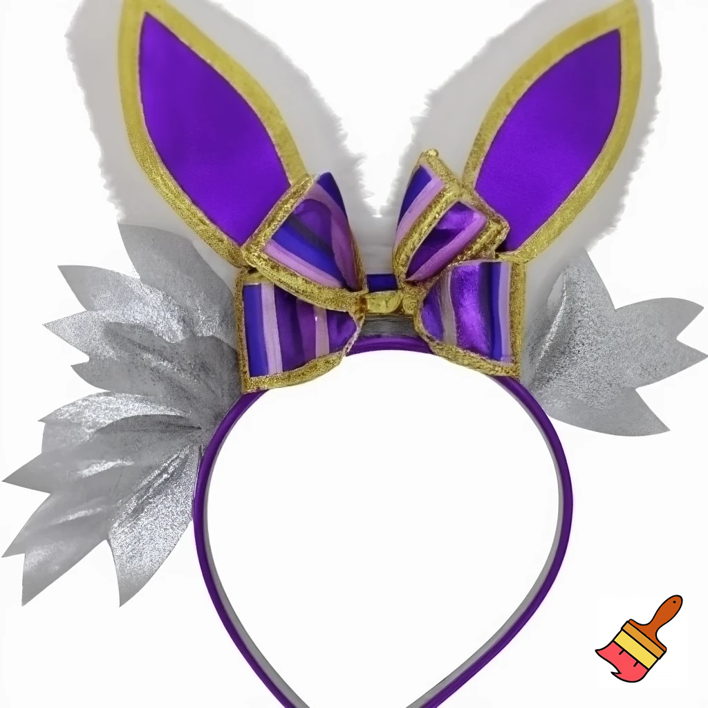 Easter bunny top hat headband, purple and white gold and silver top hat