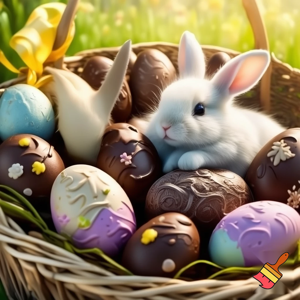 Easter egg basket, chocolate Easter egg basket Easter bunnies, chocolate