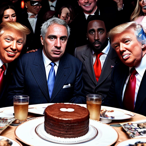 Jeffery epstein, Adolf hitler, sean diddy combs, stephen hawking, charlie kirk and donald trump having party at mansion
