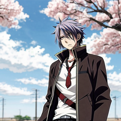 Создай мне фон где есть аниме персонаж с оружием и погода весеняя