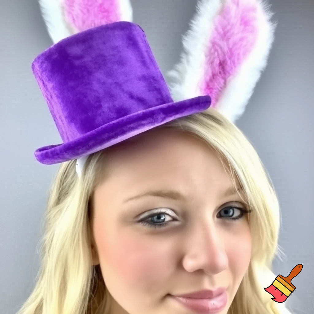 Easter bunny headband, top hat, Easter hat headband, top hat, purple and white, purple and white velvet top hat