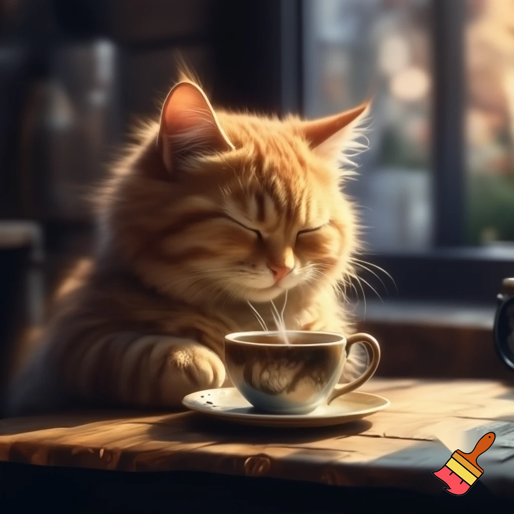 cat drink coffee