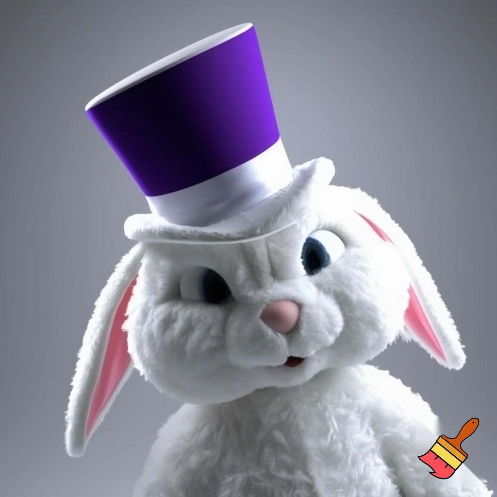 Easter bunny mascot costume top hat white and purple purple white top hat