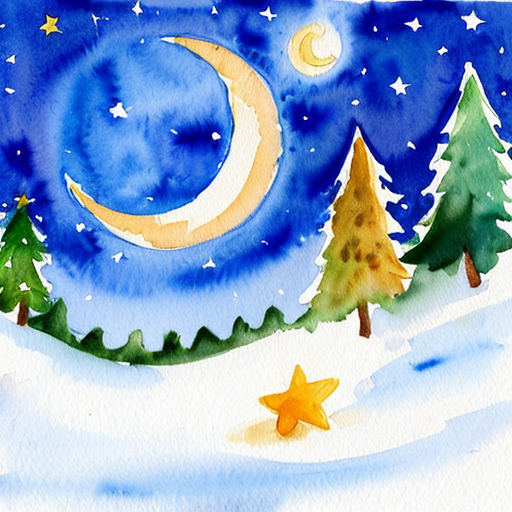 Star and moon christmas cartoon