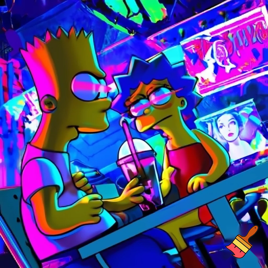 BART SIMPSON ANIME BOBA VIBES AND LASER EYES WATCHING ANIME WITH LISA SIMPSON