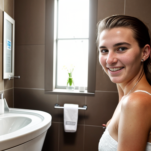 Goretzka and Vanessa at the bathroom 