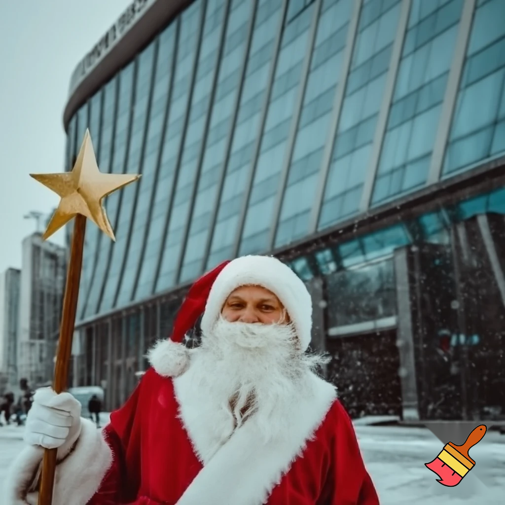  Santa Claus, Russia walking stick with a star shopping centre