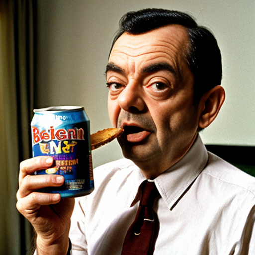 mr bean eat a can of  mr beans
