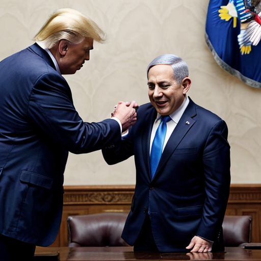 donald trump being spanked by netanyahu while j.d. vance climbs out of his butt
