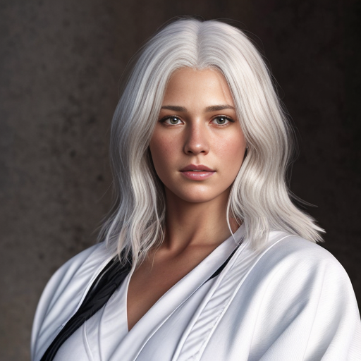 beautiful white-haired angel in white robes