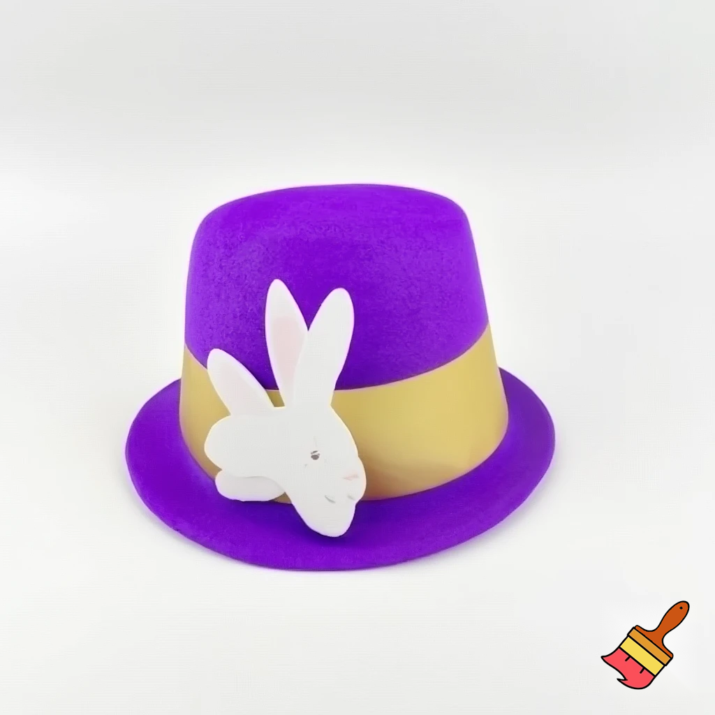 Easter bunny top hat headband, purple and white with gold