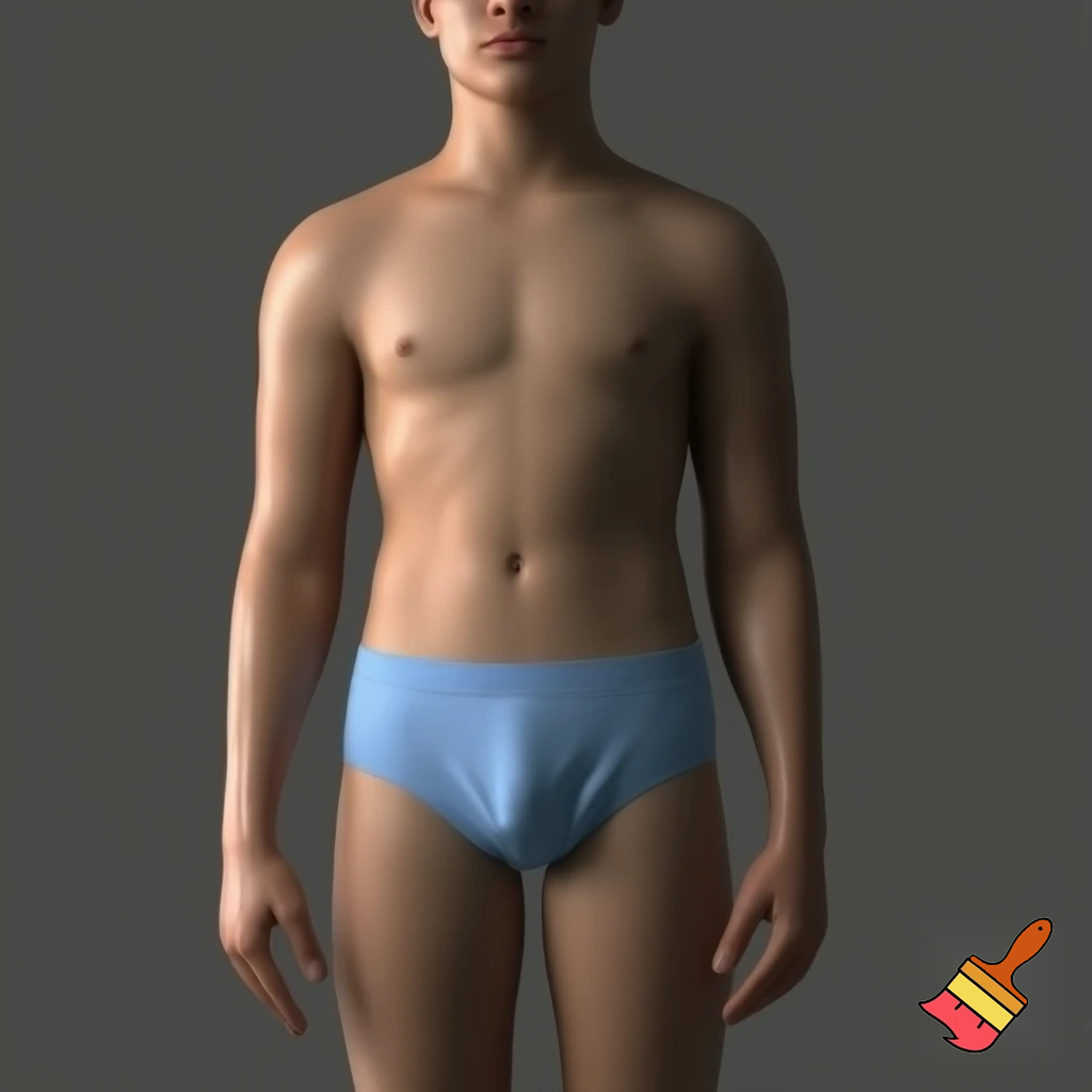 An 18 year old male wearing only panties