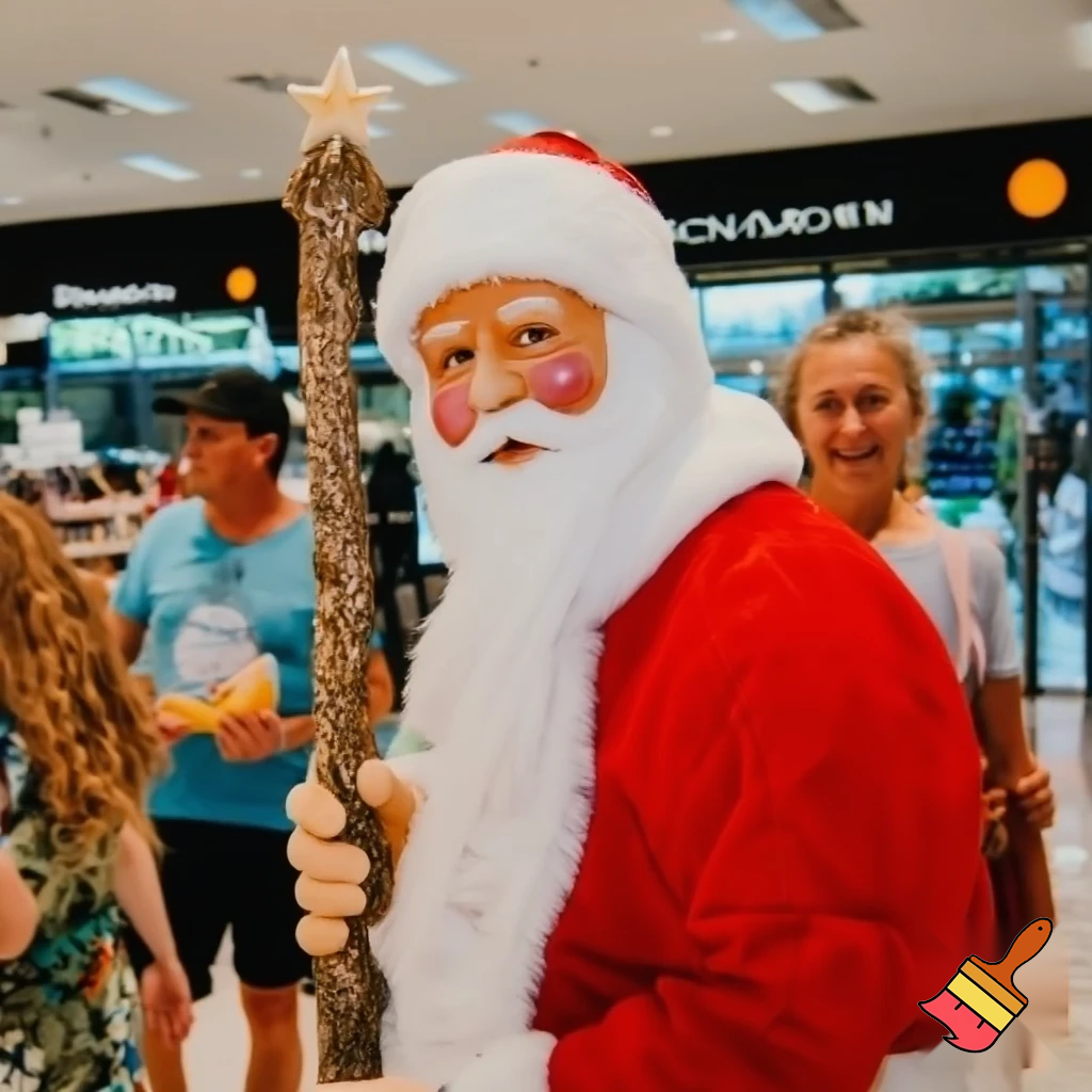 Santa Claus, Russia walking stick with the start the real Santa Claus shopping Centre in Australia
A star