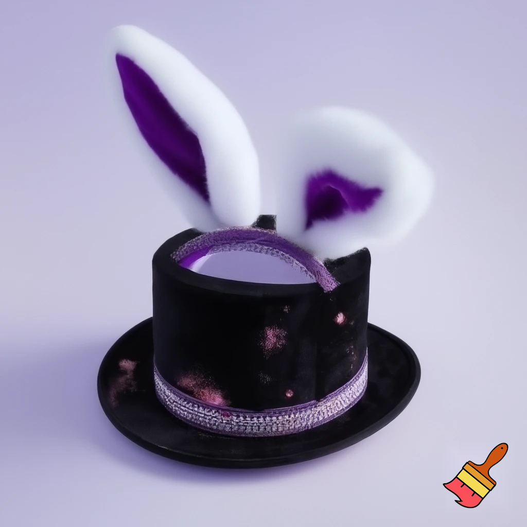 Black top hat with bunny ears velvet white and purple purple and white headband fabric and velvet glitter, purple and pink special present true special and delicate velvet white purple Easter bunny is bunny top hat velvet?