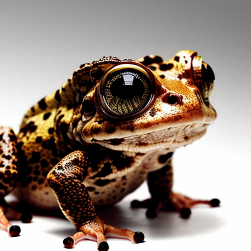 A laughable, puzzled animal toad in woolen, multicoloured winter clothings with woolen winter cap. Hyperrealistic art style.