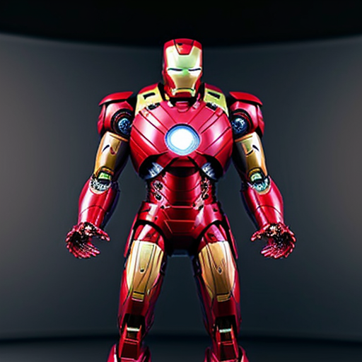 tony the lion puppet in a mech suit like iron man but with a red reactor core