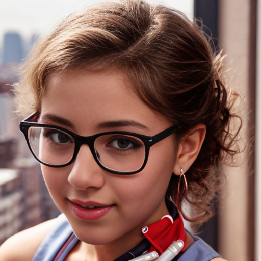 Cute adorable niña Chilindrina y con enfermera glasses con hair lazo curly con verano casual formal elegante sensual sexy con close up whispering touching ear each other secrets con paséo con ciudad 8