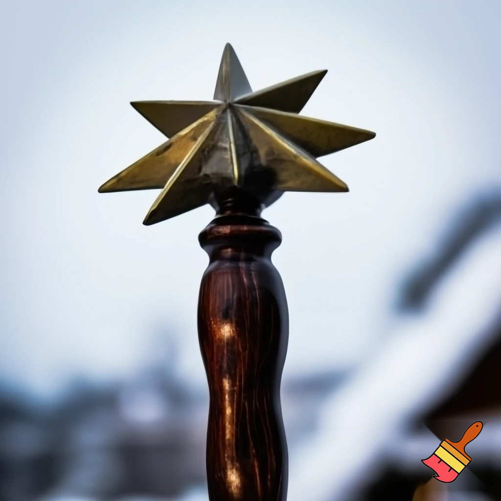 Russian Santa Claus walking stick with a star
