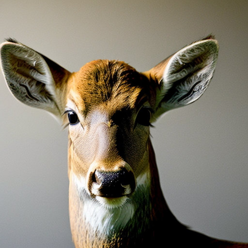 picture of a mugshot deer, with scars, serious face holding a lineup