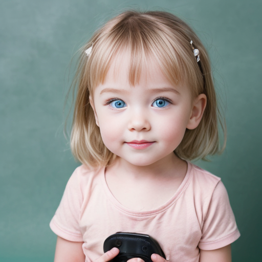 make me a photo of a 3 year old with bule eyes and blonde hair