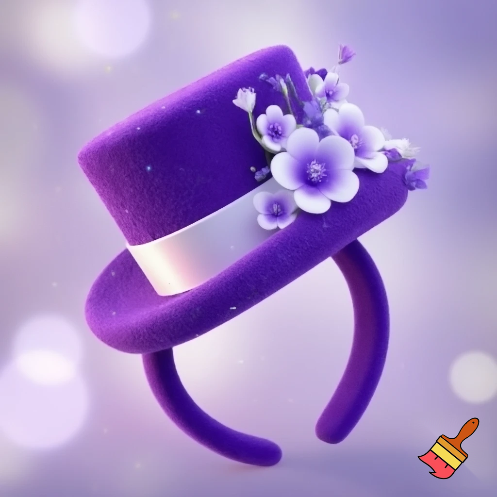 Easter bunny top hat headband, purple, purple and white