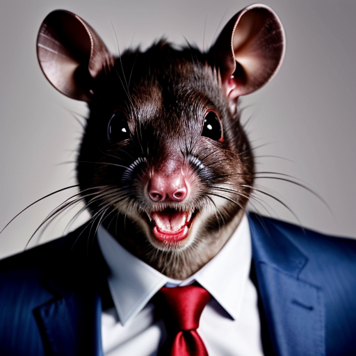 evil rat with red eyes in suit