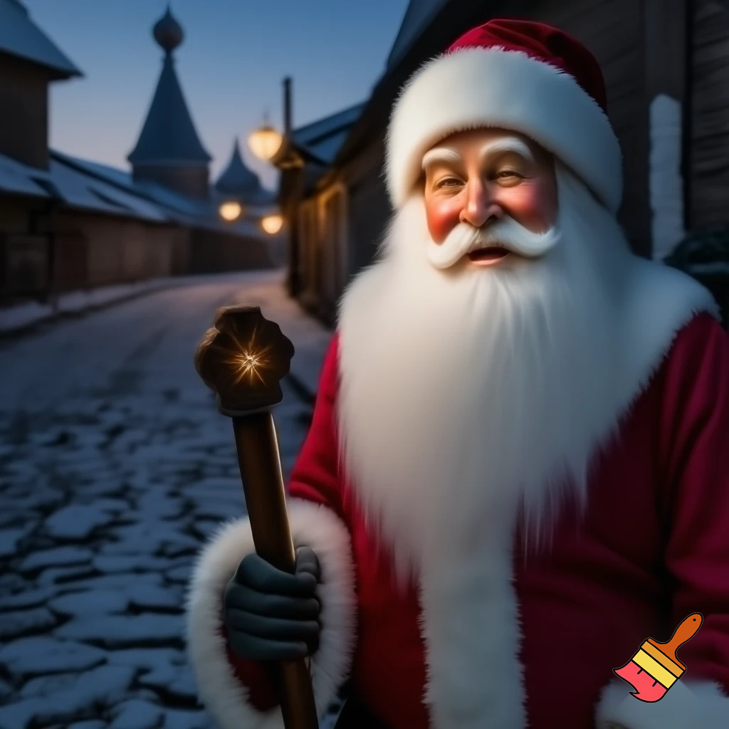 Santa Claus, Russia walking stick with the start the real Santa Claus
A star