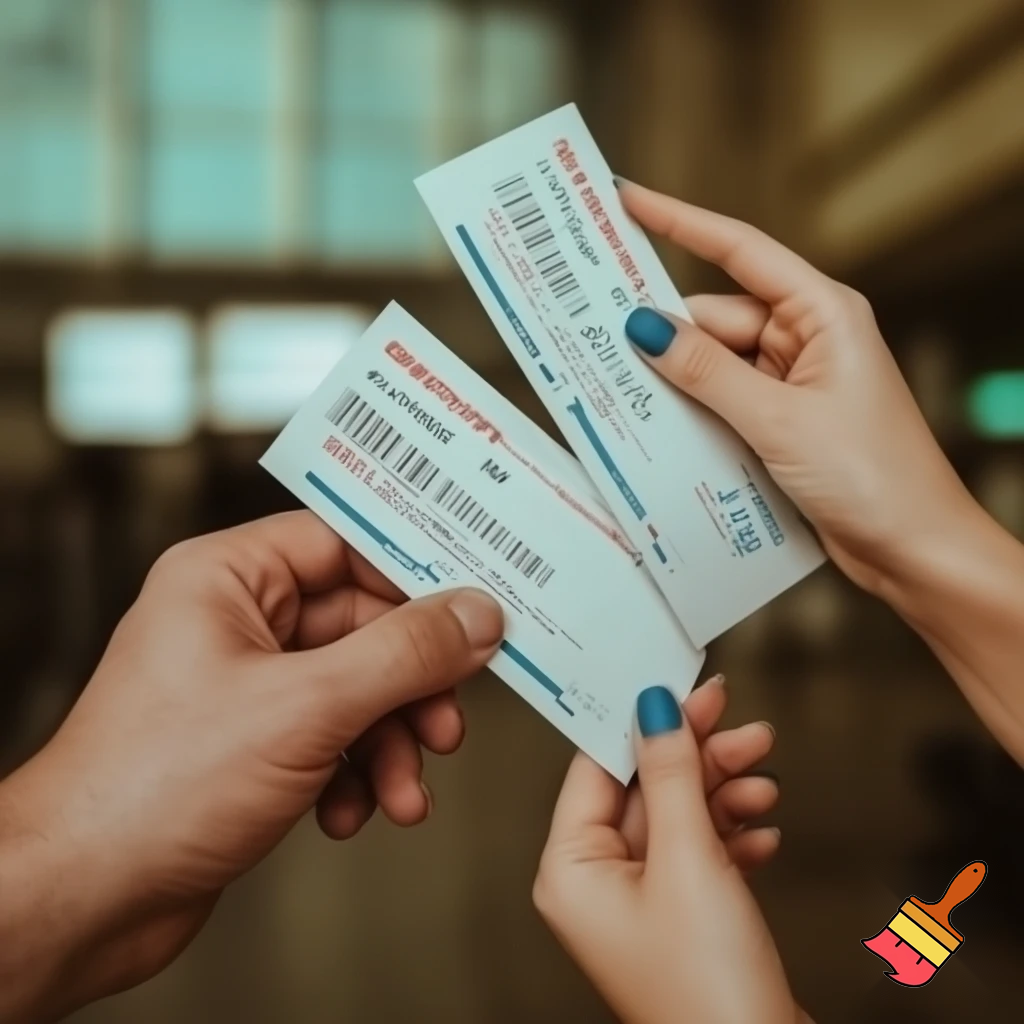 Ultra realistic photo, only hands visible, no faces.
A man’s hand (slightly slim) and a woman’s hand (slightly fuller) holding two real airline paper tickets.
Destination on both tickets: Moscow (SVO).
Passenger names clearly printed:
1. Mohammadnaser Ataei Qaracheh
2. Arezoo Ataei Qaracheh
Background: Imam Khomeini International Airport, blurred, natural airport lighting.
Tickets look real, slightly worn, not too clean, mild folds.
Camera angle slightly top-down, like a mobile phone photo.
No Persian text, black simple font, off-white paper tickets.
Natural colors, documentary travel photo style.
