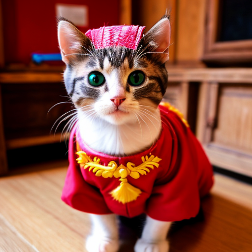 Cuki kiscica kirgiz népviseletben 