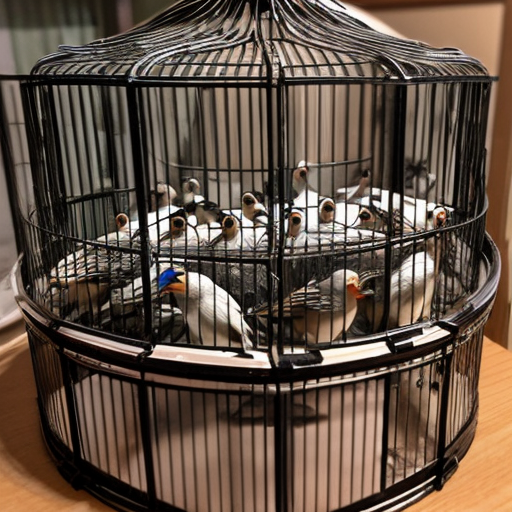 pile Of birds in one big cage